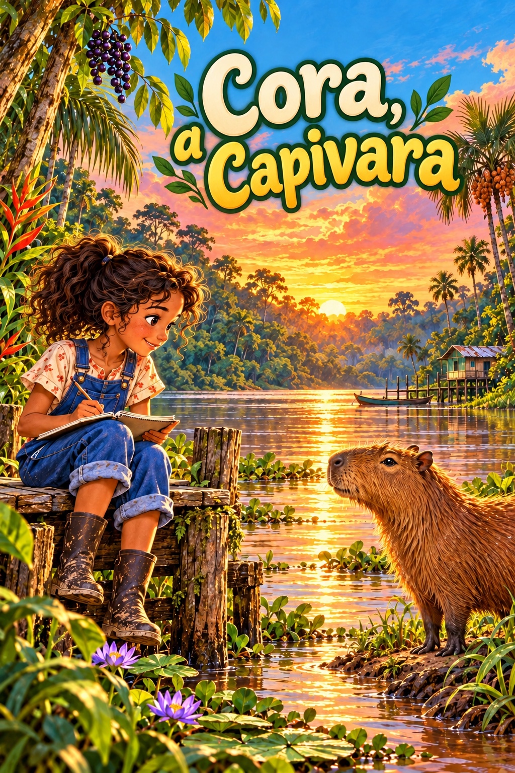 Capa de Clara e Cora, a Capivara do Igarapé